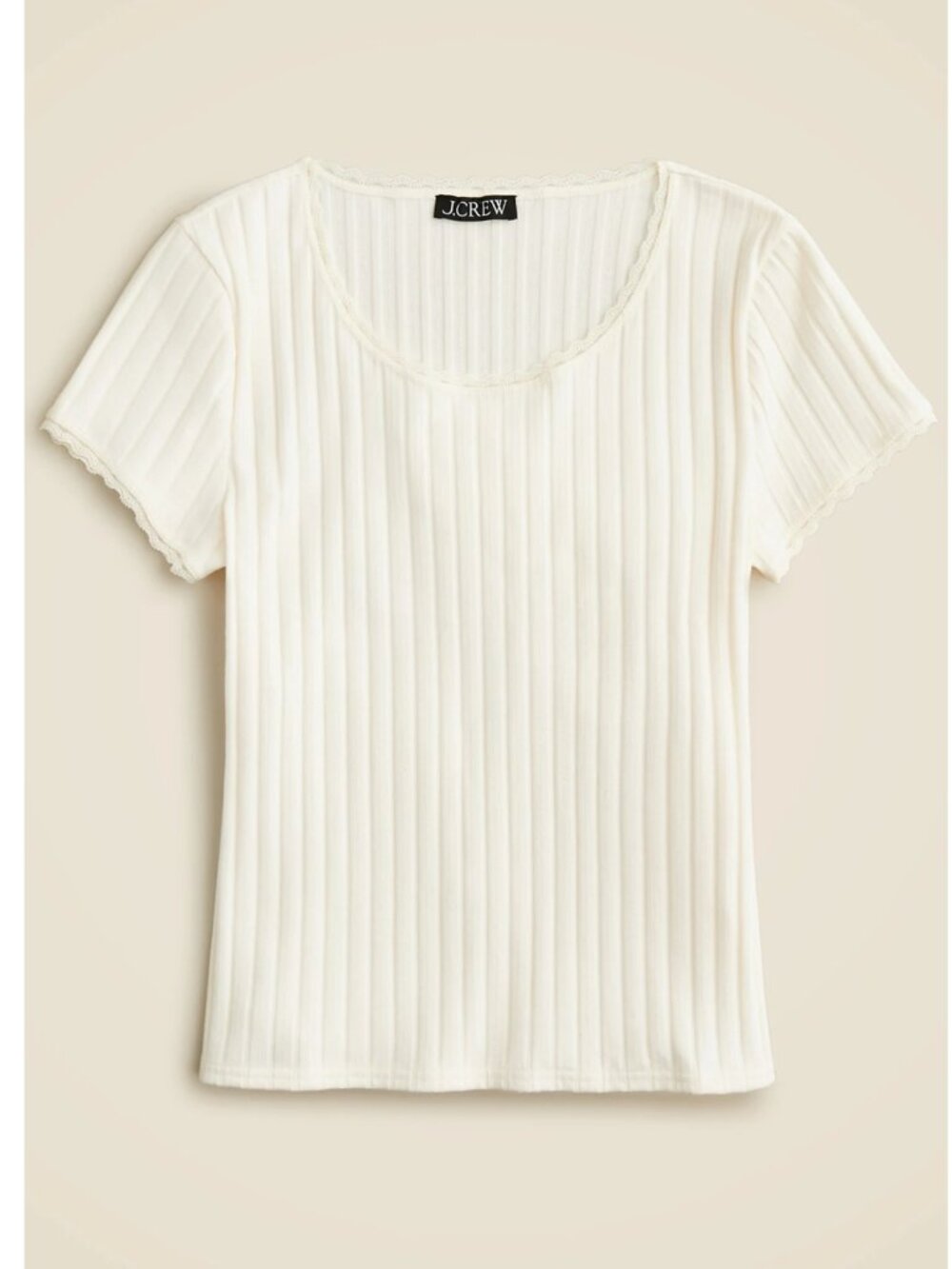J. CREW Pointelle Short-sleeve T-shirt Ivory S $59
